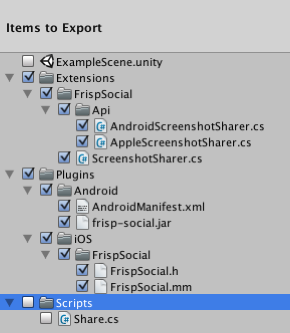 Export Unity package